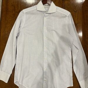 Suitsupply Classic White Shirt with Blue Pinstripes
